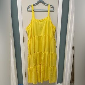 Yellow Sleeveless Tiered Dress